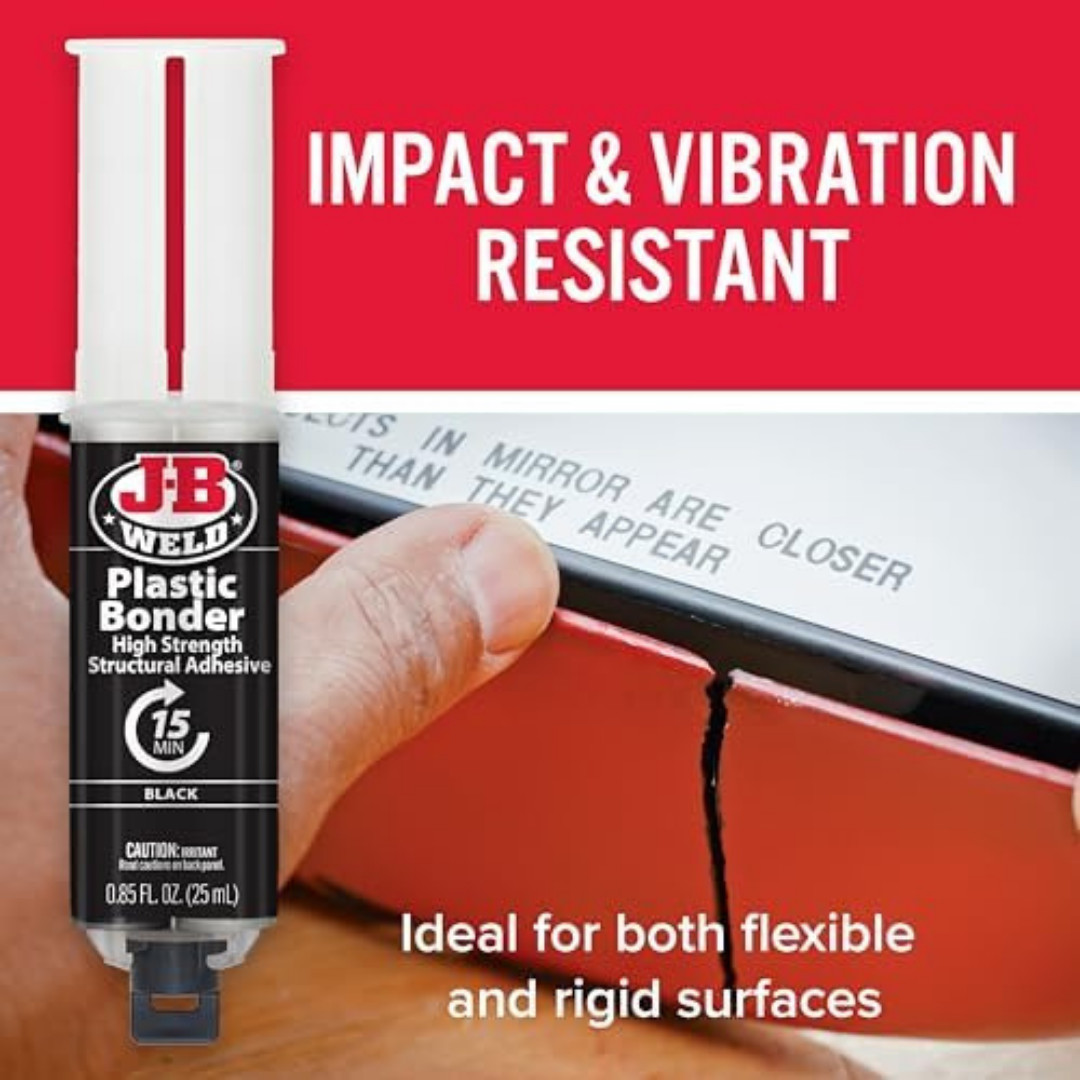 JB Weld Plastic Weld Quick Setting Epoxy Syringe Bonder Repair Glue Black