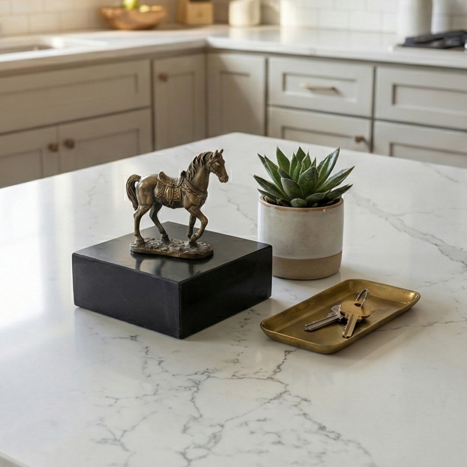 Premium Black Marble Display Base with Center Mount Hole – Polished Stone Pedest