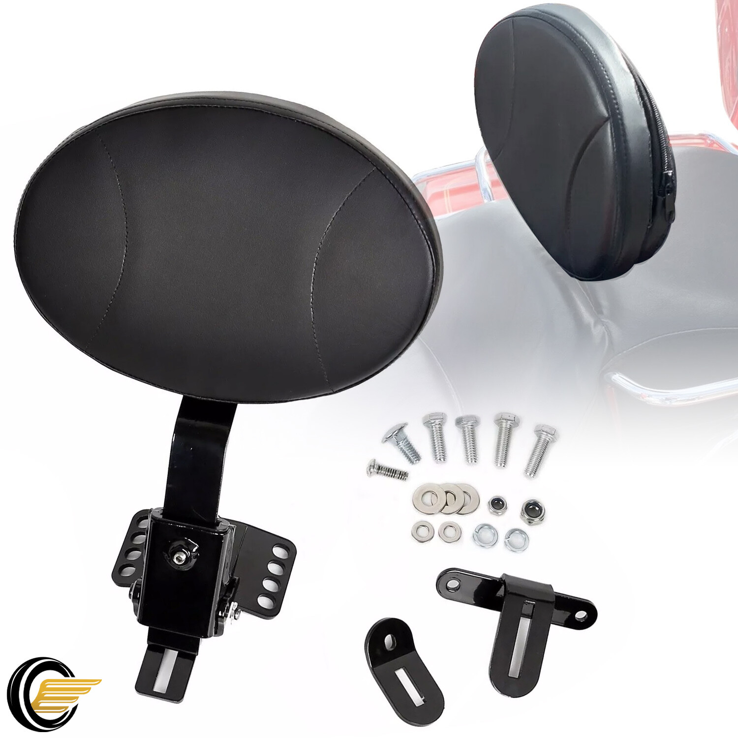 Black Plug-In Driver Rider Backrest Pad Fit For Harley Road Glide King 1997-2025