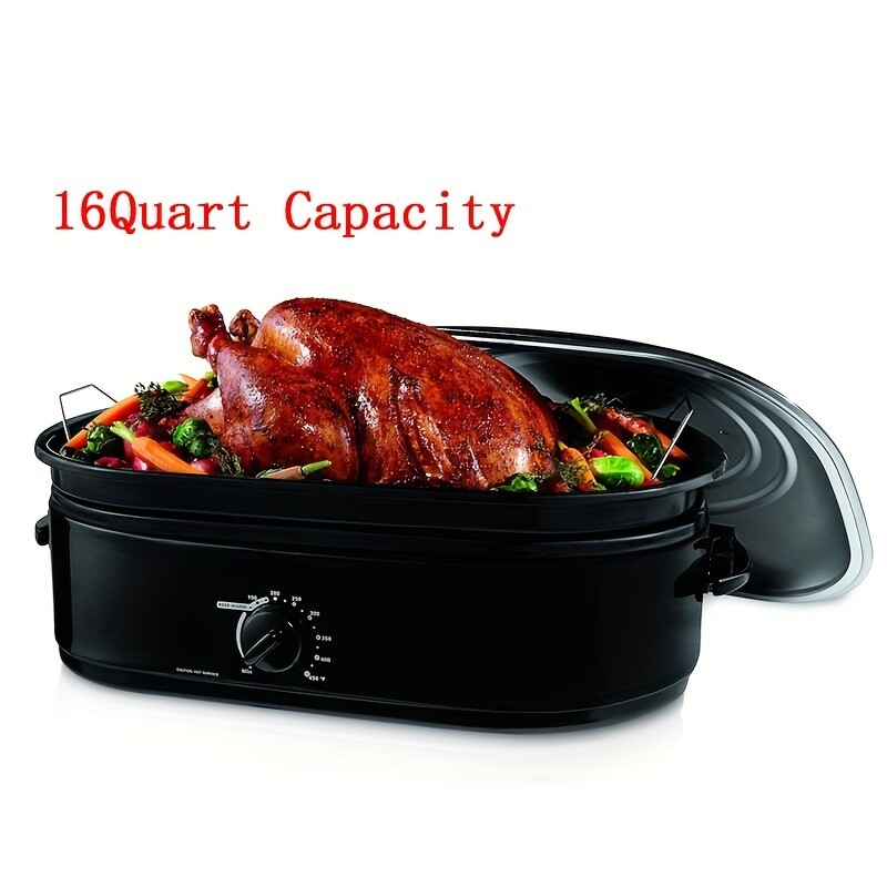 Electric Roaster Oven 16QT Turkey Roaster Oven w/ Self-Basting Lid , Steel Rack