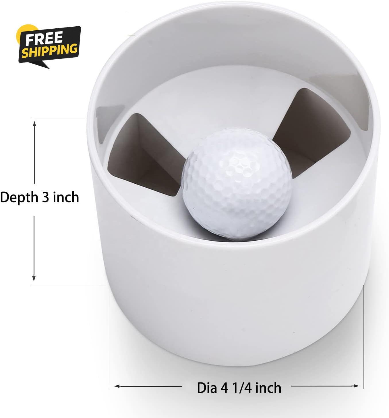 2PCS Golf Hole Cup,Abs Ivory White Plastic Golf Cups,Dimension 4" Depth,Diameter