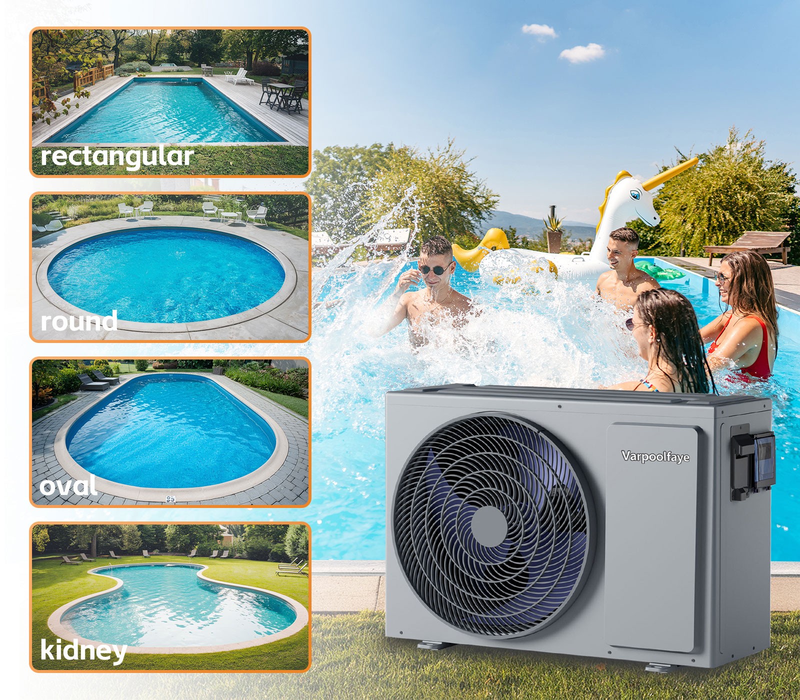 Varpoolfaye 27000BTU Above Ground Pool Heat Pump