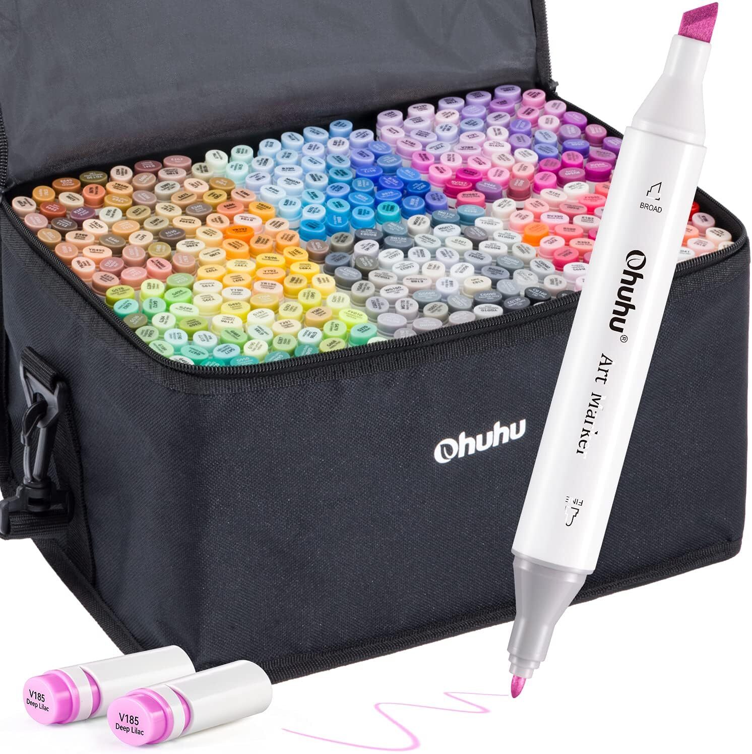 Ohuhu 320 Colors- Chisel & Fine Double Tipped Alcohol Art Markers Refillable Ink