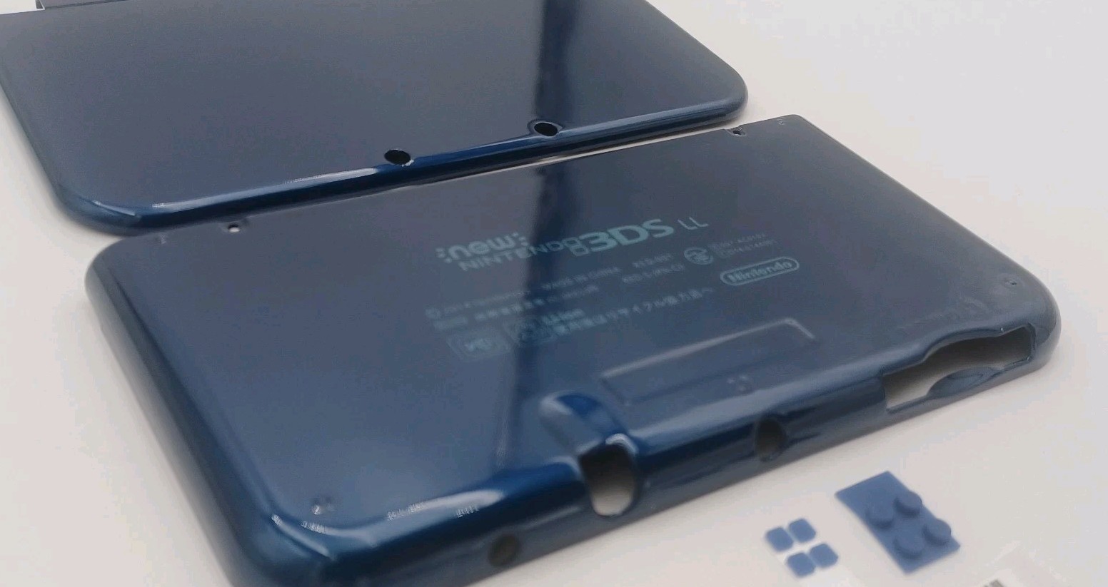 New Nintendo 3ds Xl LL Blue Replacement Shells Front/Rear+Rubbers + Screws+Label