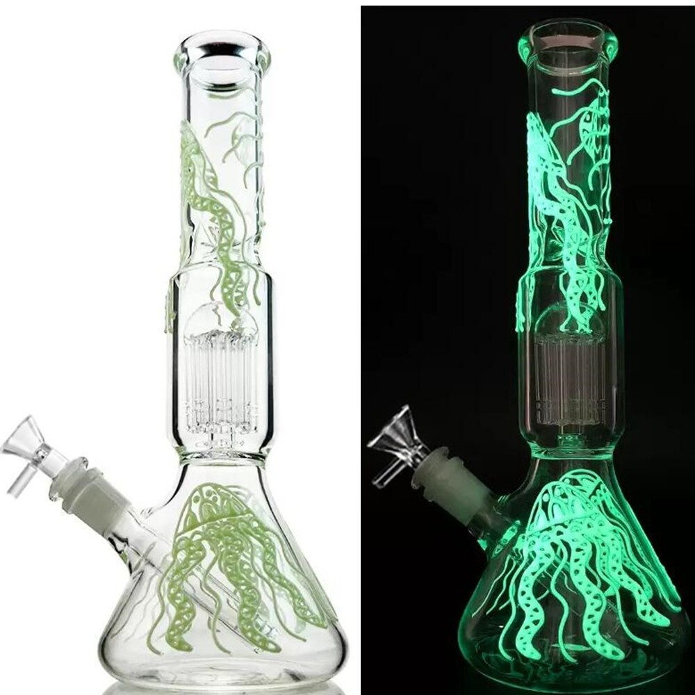 12.5" Tornado Clear Glass Bong Heavy Percolator Bong Water Pipe Hookah 14mm Bowl