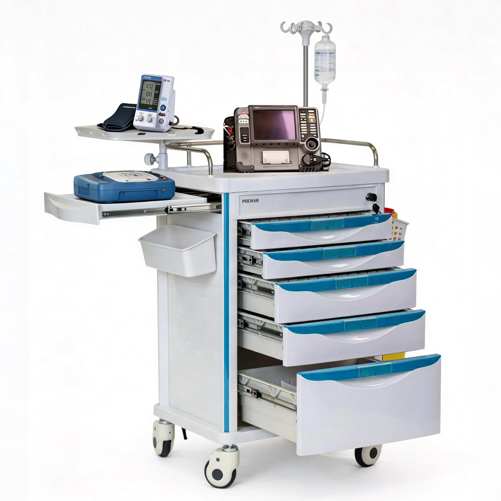 Medical Crash Cart with Emergency Accessory, Emergency Cart for Hospitals Clinic