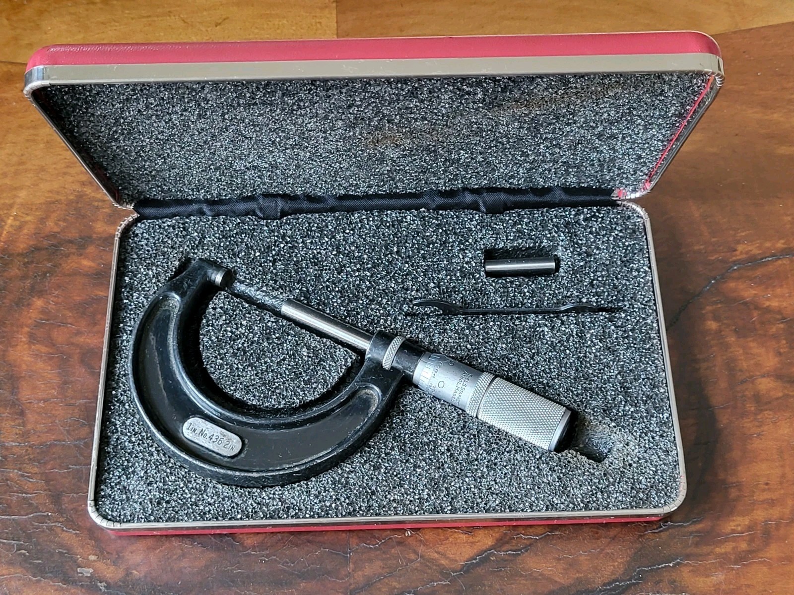 Starrett No. 436 1-2” Outside Micrometer w/Locking, 1" Standard, Wrench & Case