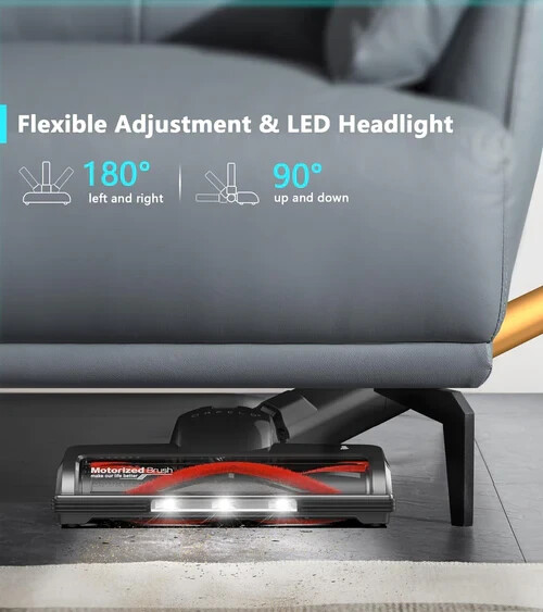 Cordless Vacuum Cleaner 450W/35Kpa Stick Vacuum with Self-Standing Max 60Mins