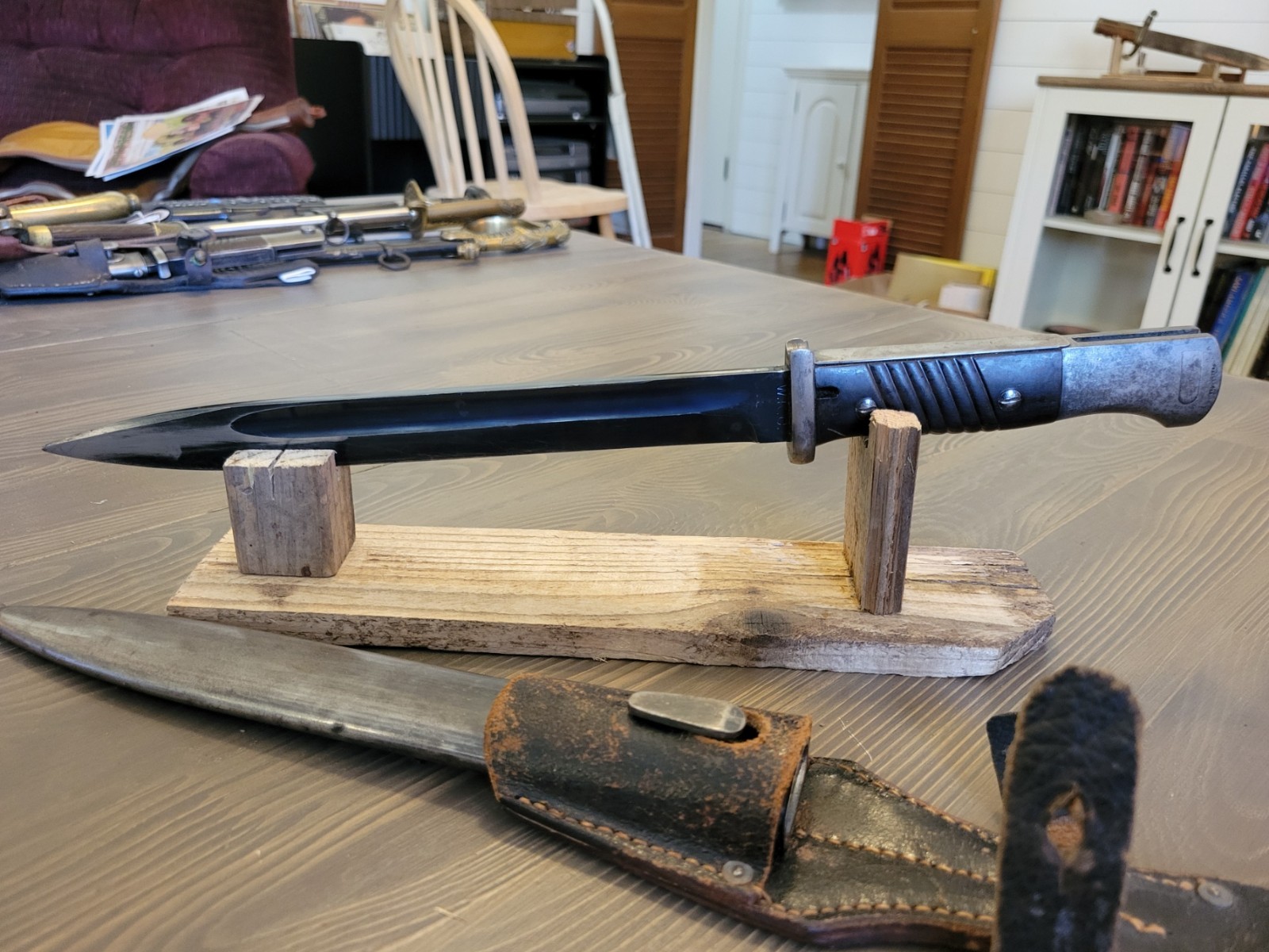 EXCELLENT WWII German K98 Combat Bayonet by WKC Matching Numbers w/Frog!