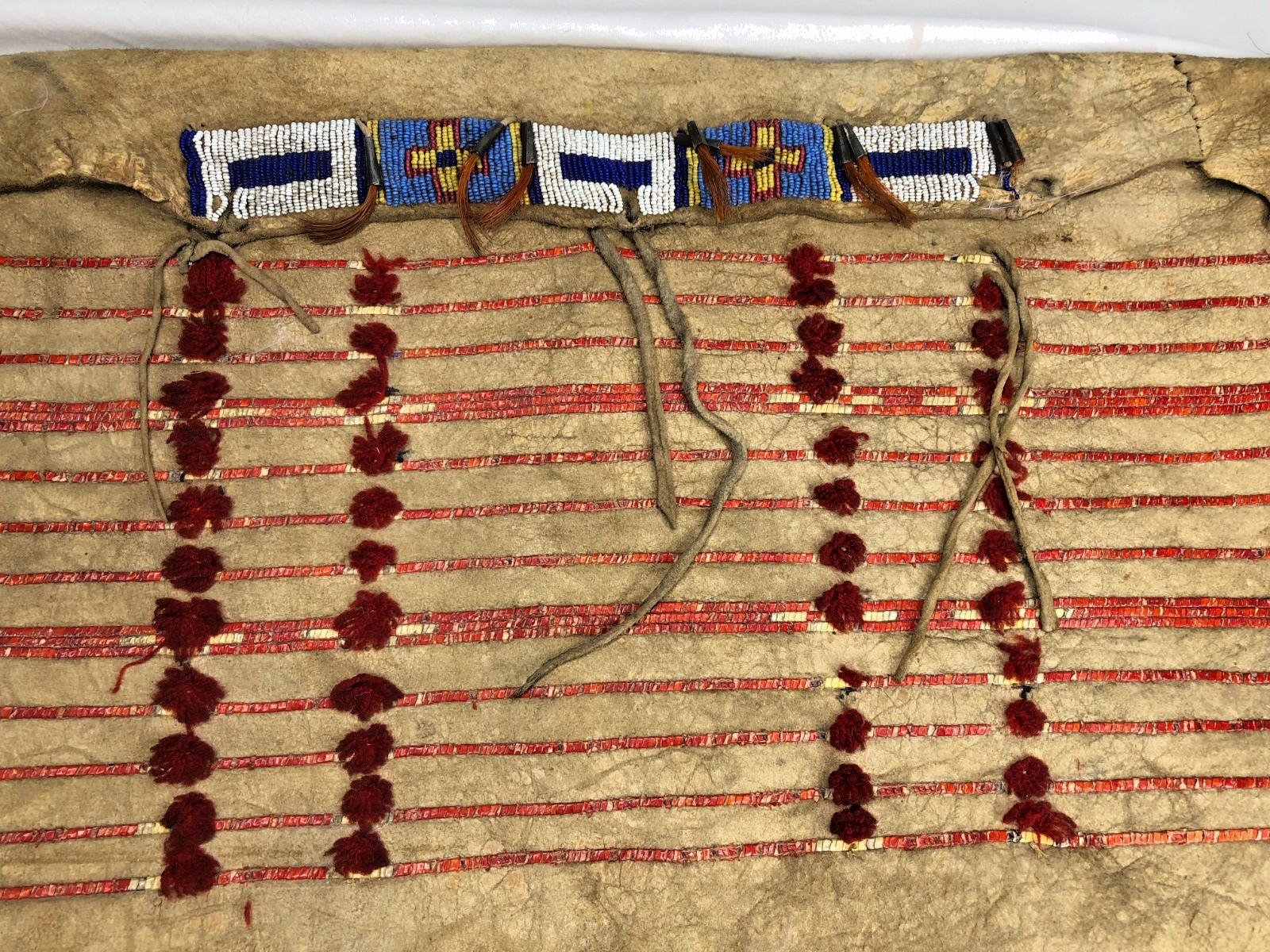 ANTIQUE LATE 1800'S SIOUX TEEPEE BAG OR SADDLE BAG W/ QUILL & BEADED DECORATIONS