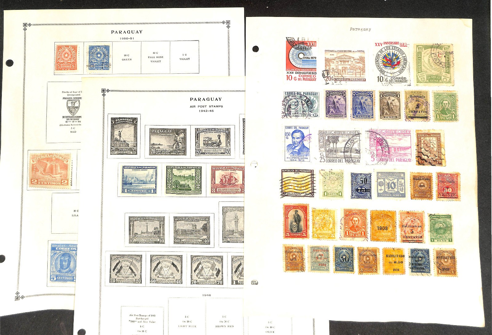 Paraguay Stamp Collection on 35 Scott International Pages, 1879-1959 (BF)