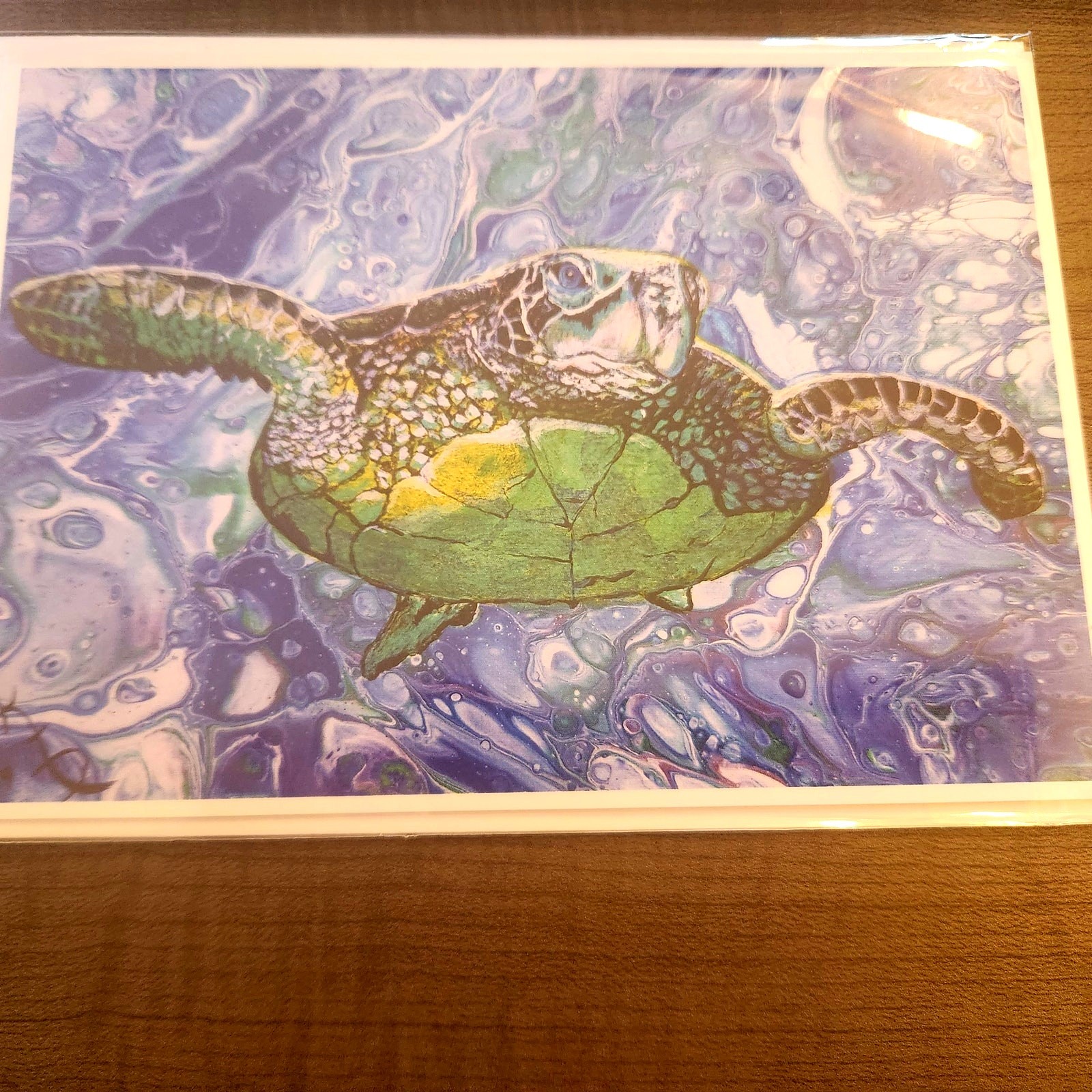Sea Turtle 5"x7" Greeting Cards Set of 5 Acid Free Art Print Abstract