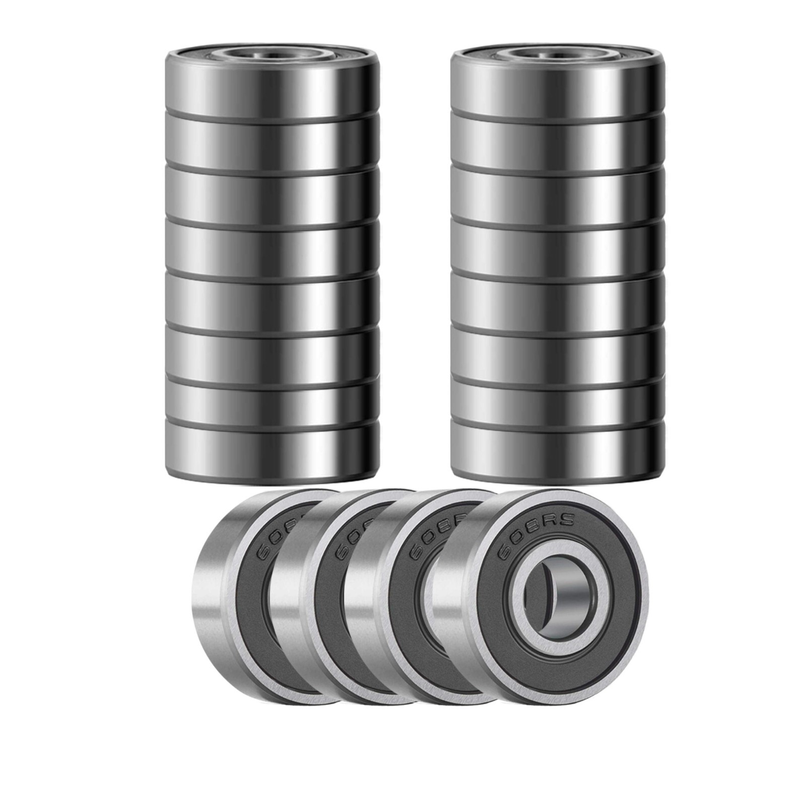 20Pcs 608 2RS Double Rubber Sealed Steel Miniature Deep Groove Ball Bearings