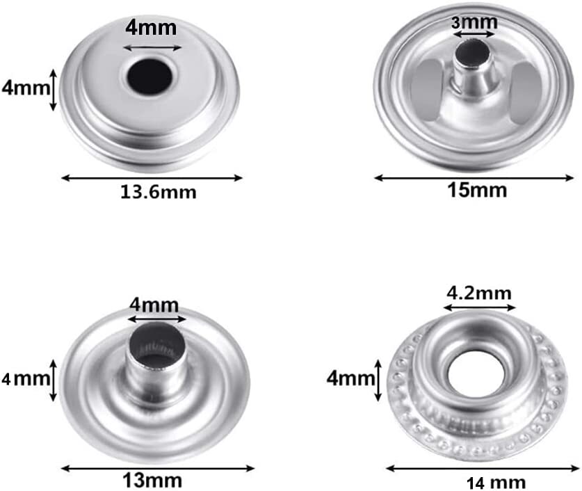 Stainless Steel Fastener Snap Press Stud Cover Cap Button Marine Boat Canvas Kit