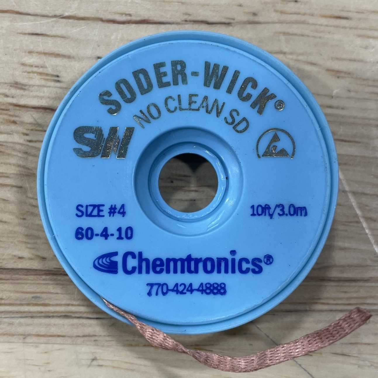 Chemtronics 60-4-10 SODER-WICK No-Clean Desoldering Braid, 0.110" x 10 ft, #4