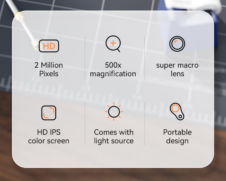 500X Digital Microscope 1080P 2.0inch Video Coin Microscop with Magnifying Glass