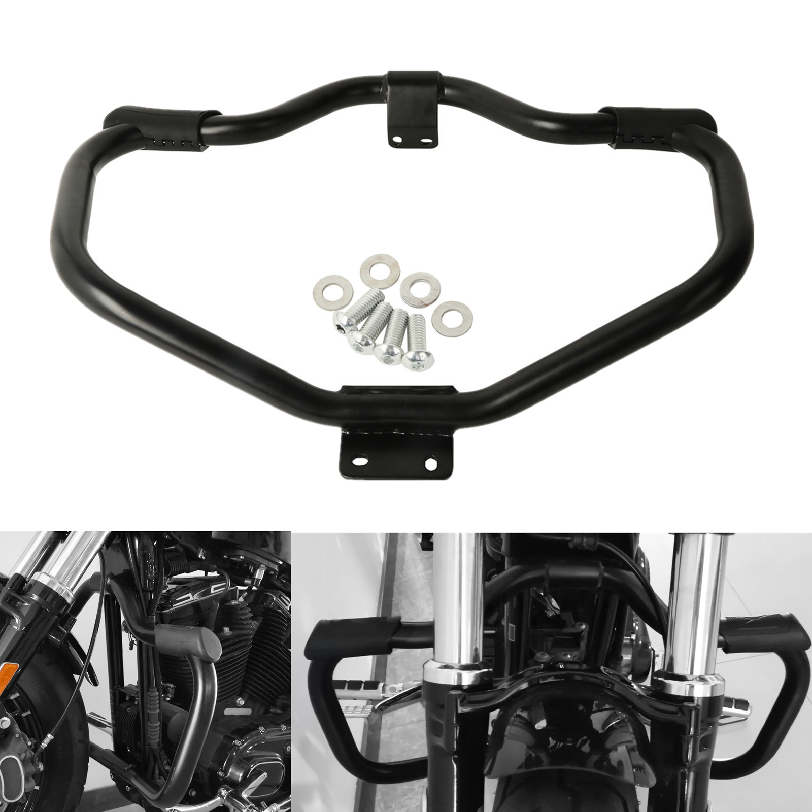 Black Engine Guard Highway Crash Bar For Harley Sportster 883 1200 XL XR 2004-22