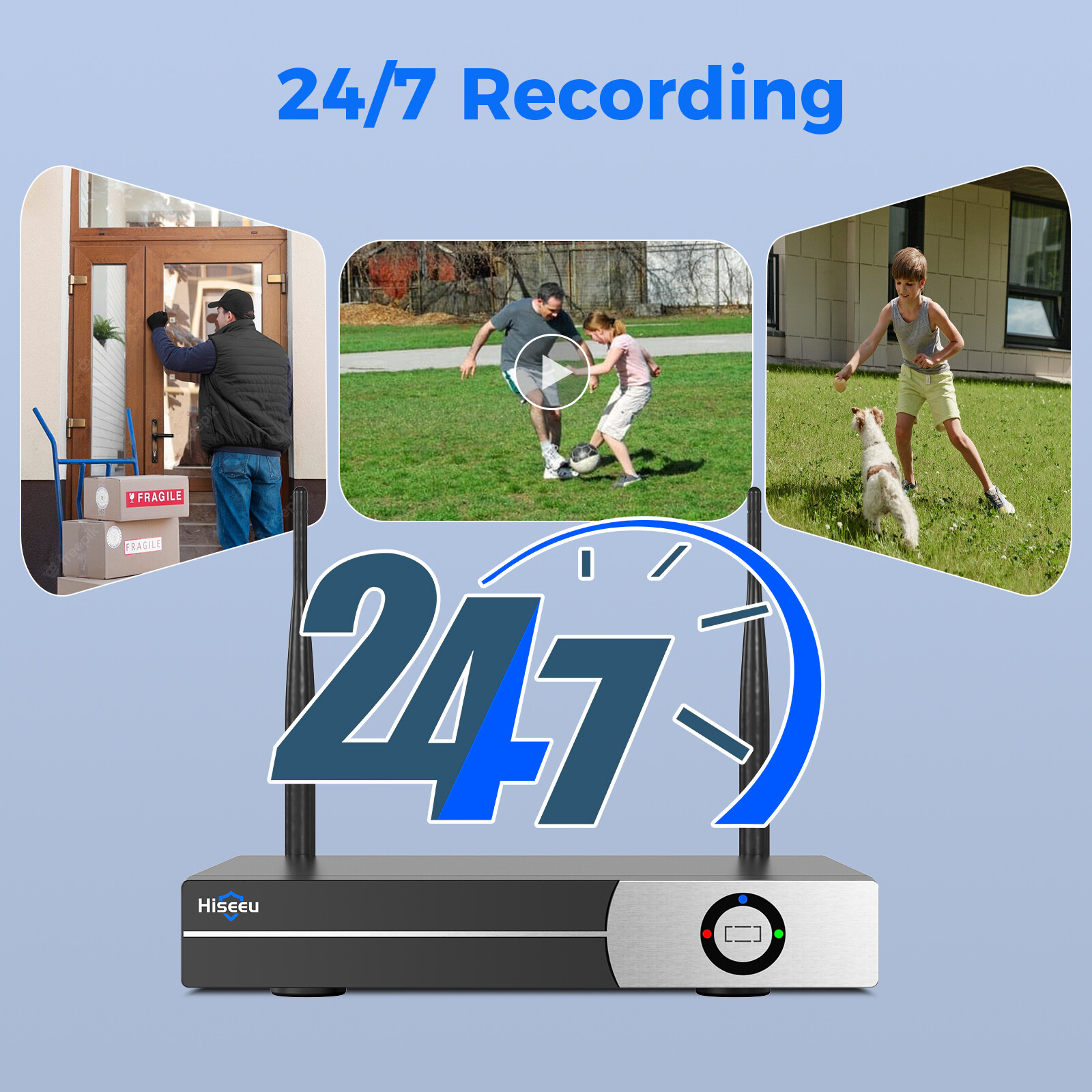 Hiseeu 3MP 16CH NVR Outdoor Wifi PTZ Security Camera System 2-Way Audio 500G HDD