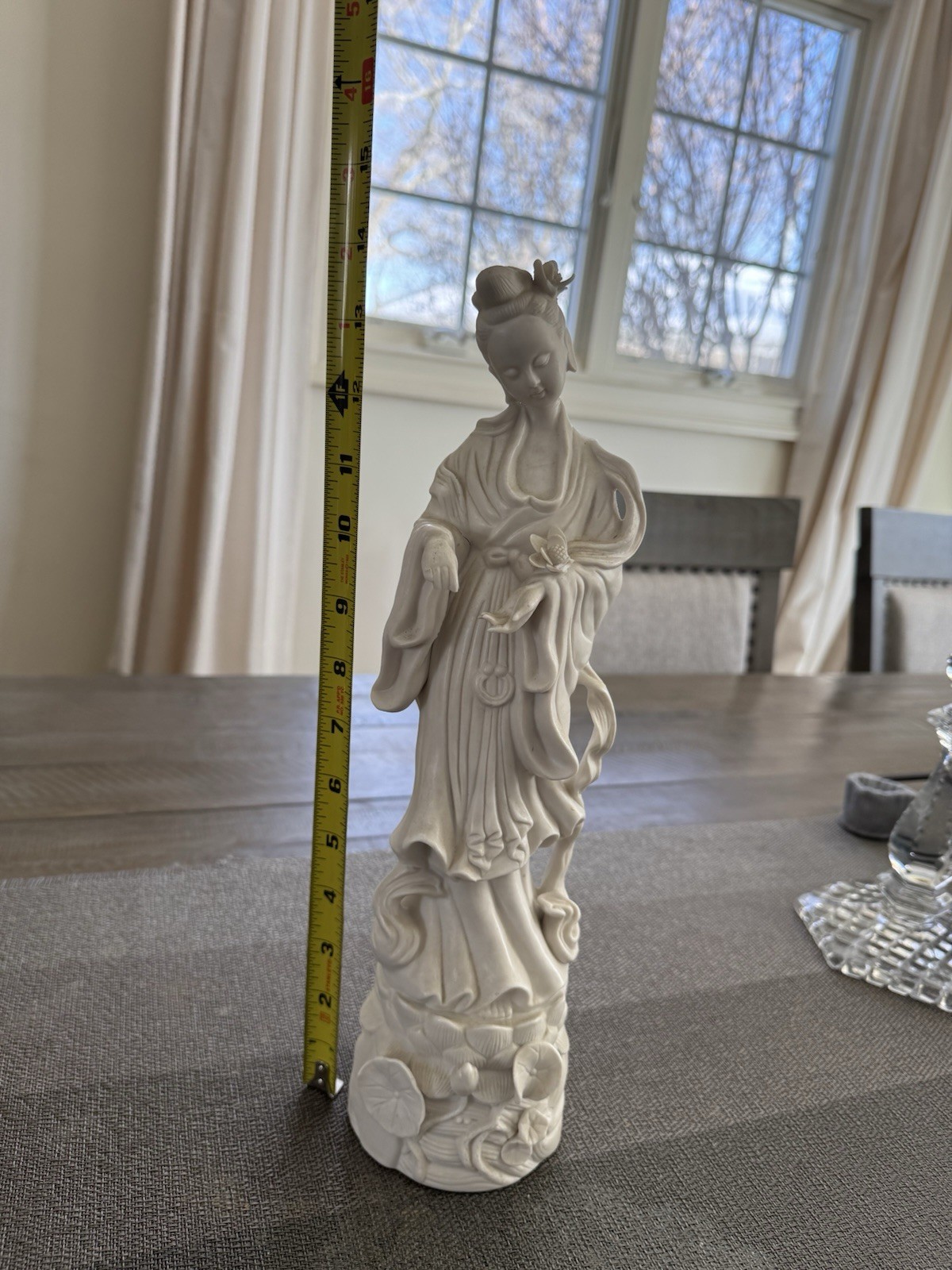 14” Porcelain Guanyin Figure Statue Marked Japan