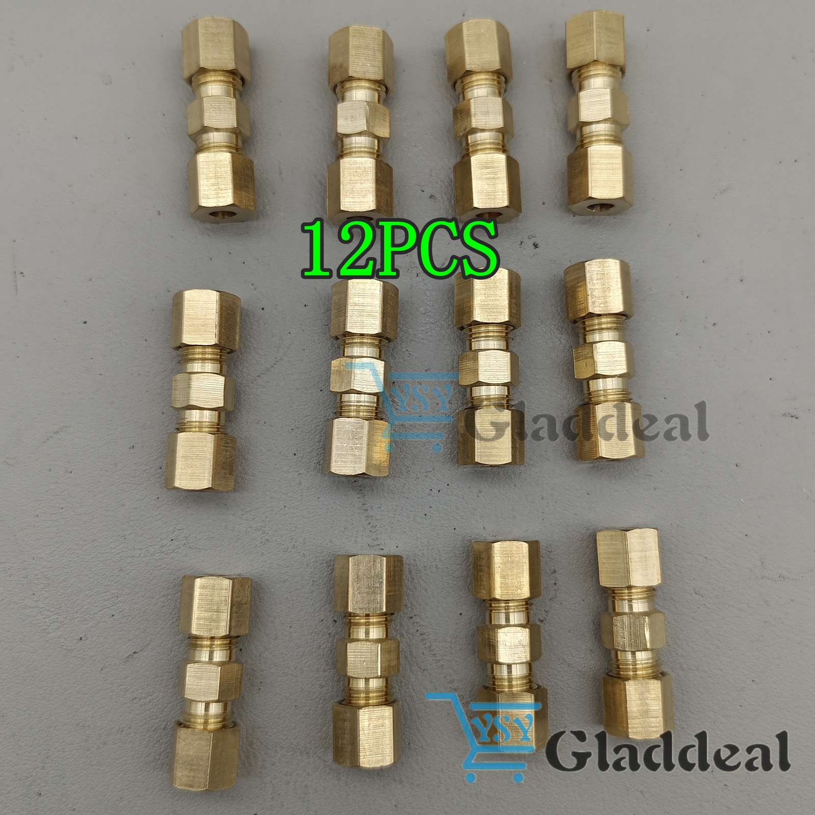 12X Straight Brass Brake Line Inverted Compression Fitting Unions For 3/16" Tube