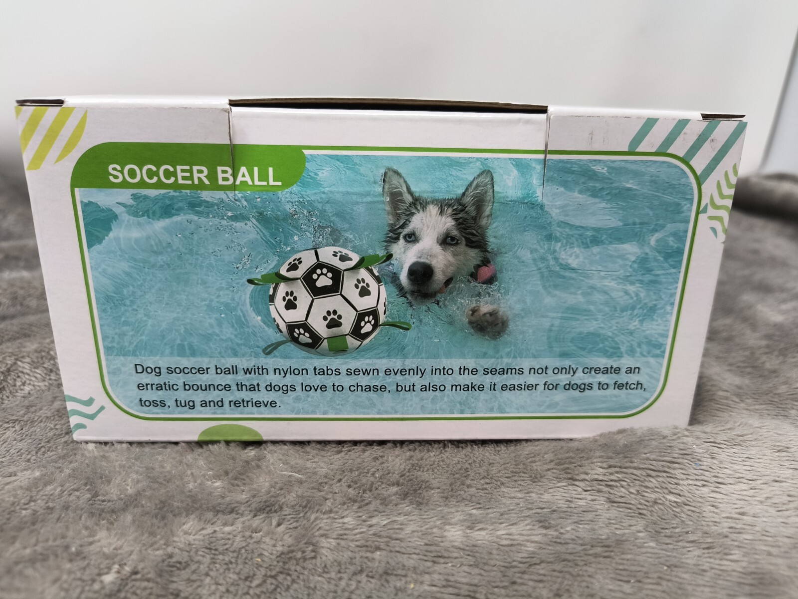 Dog Interactive Soccer Ball Toy Medium with Straps Tug of War Waterproof NEW