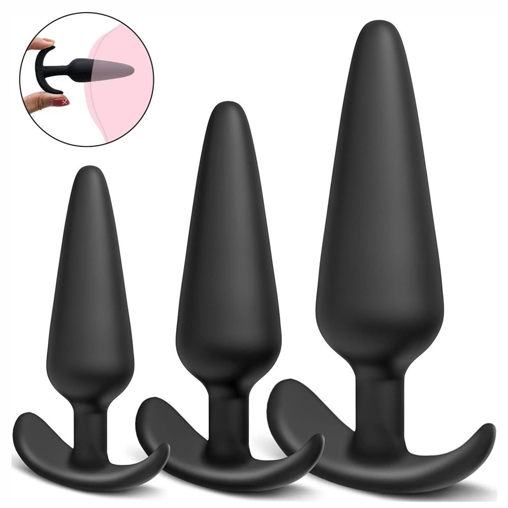 3PCS Silicone Anal Training Starter Kits Beginner Anal Trainer Butt Plug Set US