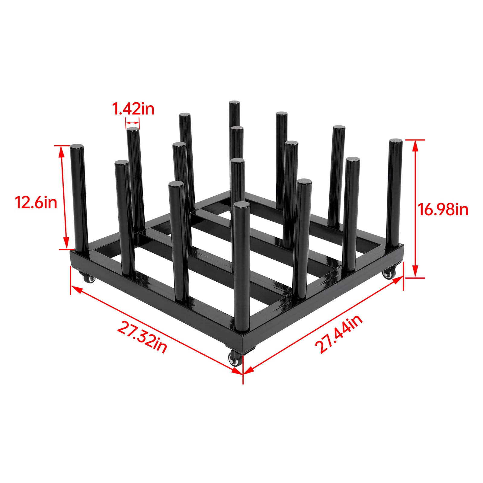 1200LBS Vinyl Cart Mobile Media Rack w/ Casters 16 Rolls Digital Media Storage