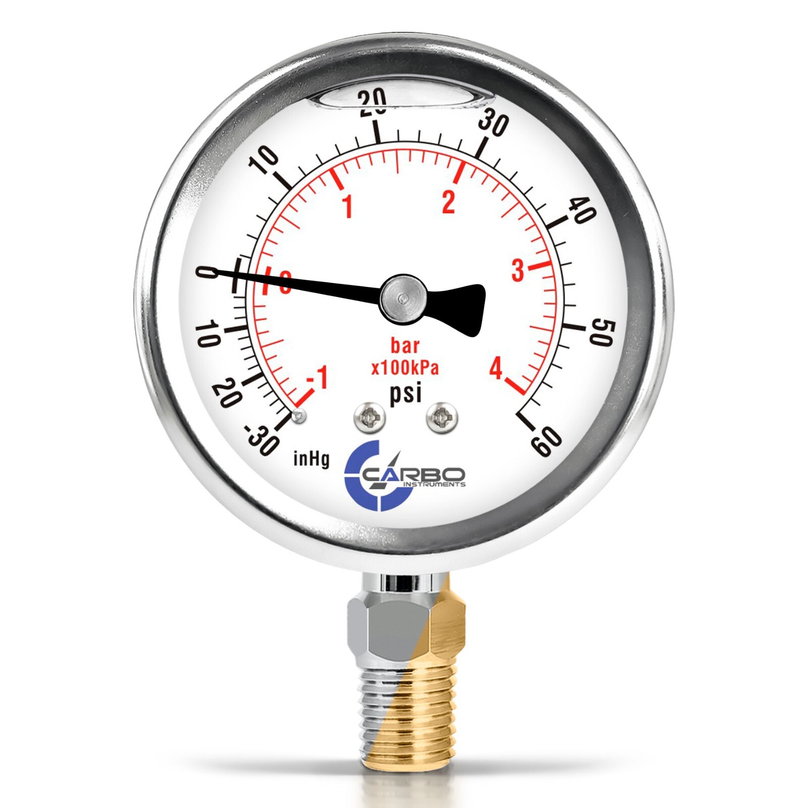 2-1/2" Compound Gauge, Stainless S Case, Liquid Filled, Lower -30 Hg/+60 PSI