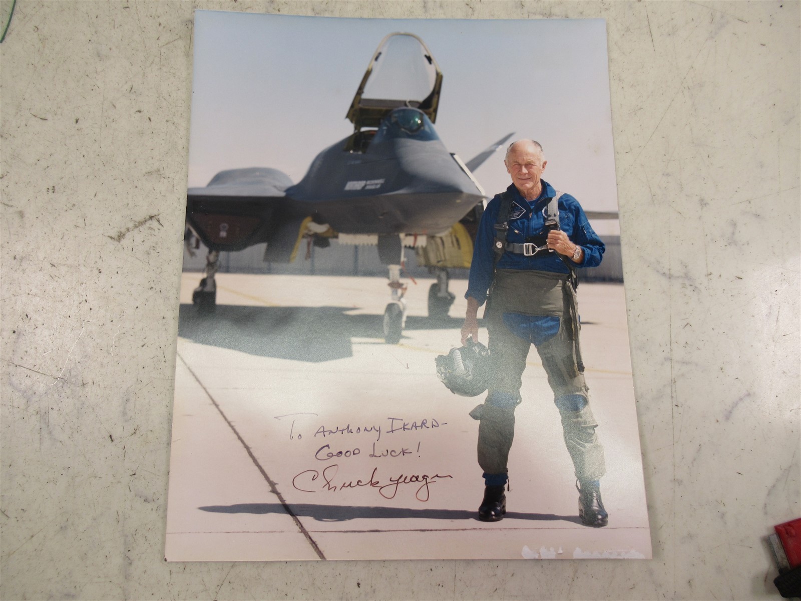 Chuck Yeager Autographed Photo 8x10 Northrop YF-23 "Black Widow II" prototype