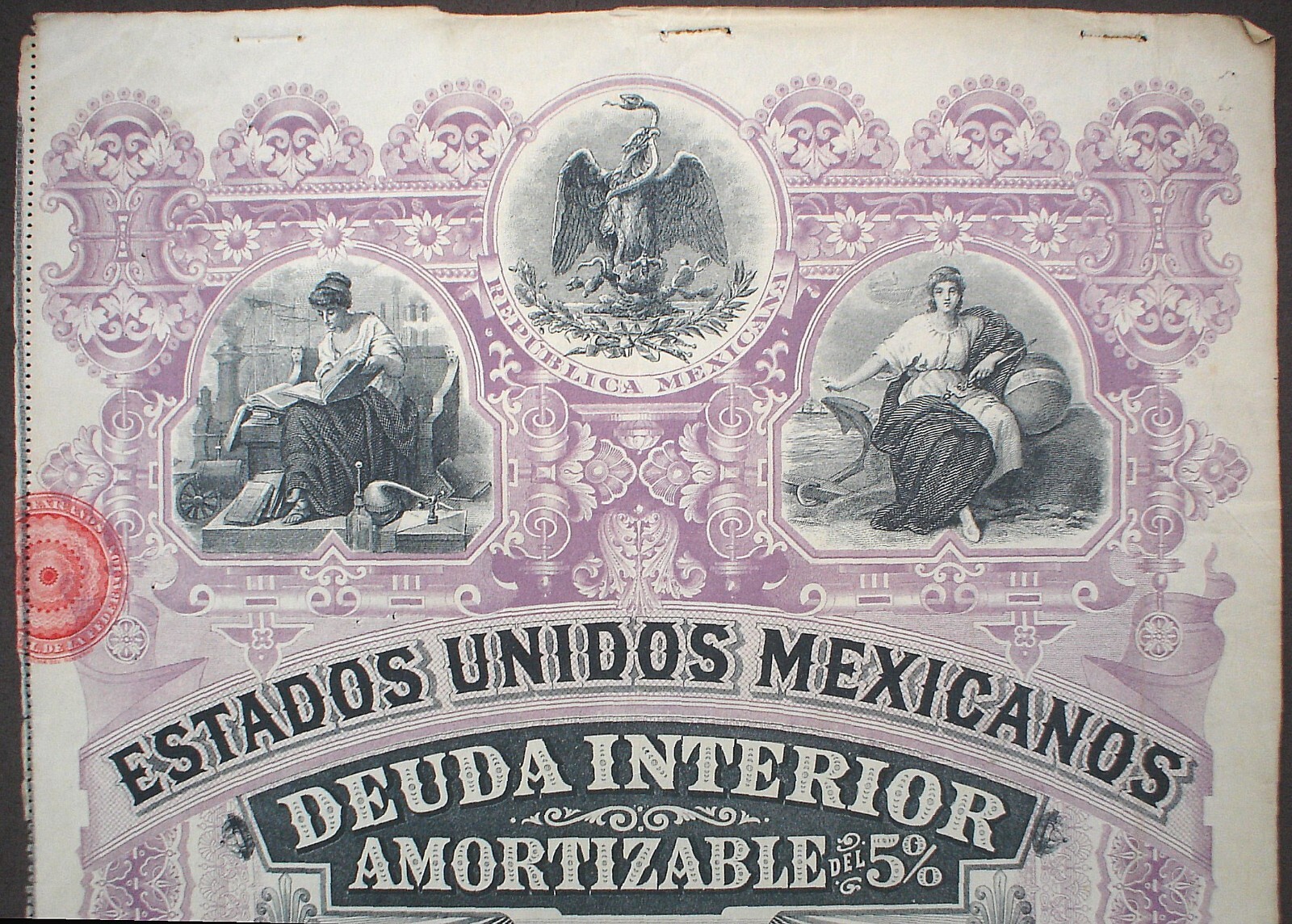 6 x ESTADOS UNIDOS MEXICANOS BONDS 5 x 500 + 1 x 1000$ = £100 + £200 uncanceled