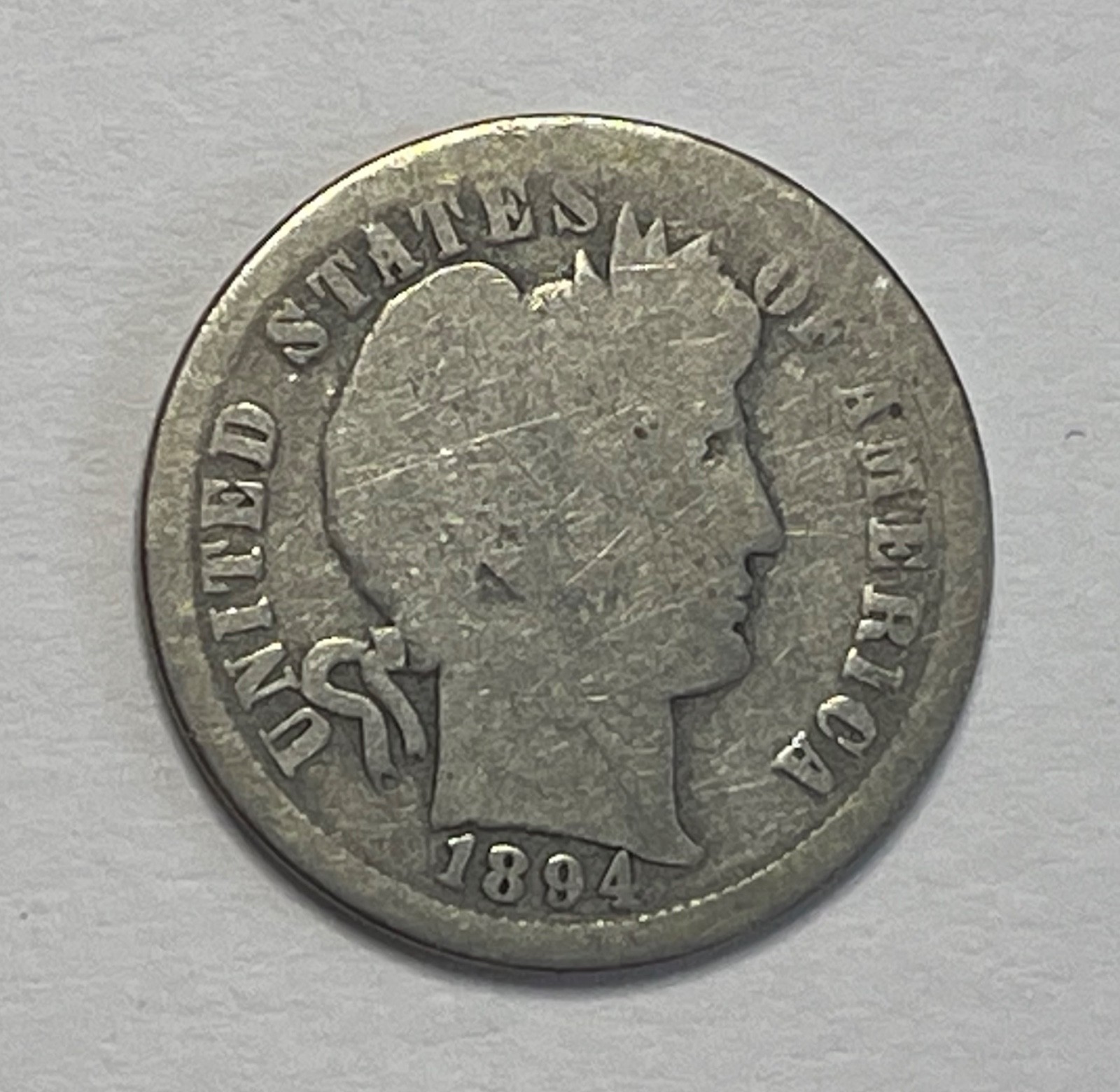 1894-O Barber Dime - Key Date 10C; Nice Details; Y073