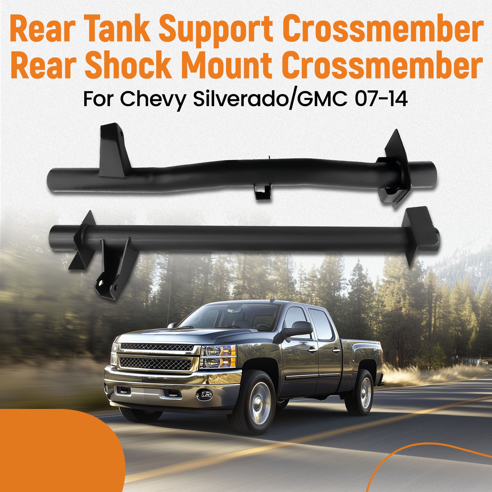 Rear Tank Support+Rear Shock Mount Crossmember Kit For Chevy Silverado/GMC 07-14