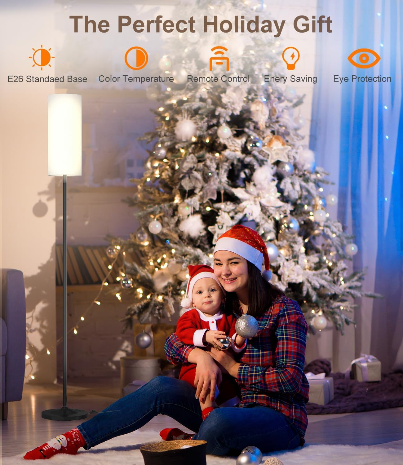 LED Floor Lamp for Living Room, Dimmable Standing Lamps with Foot Switch,Remote