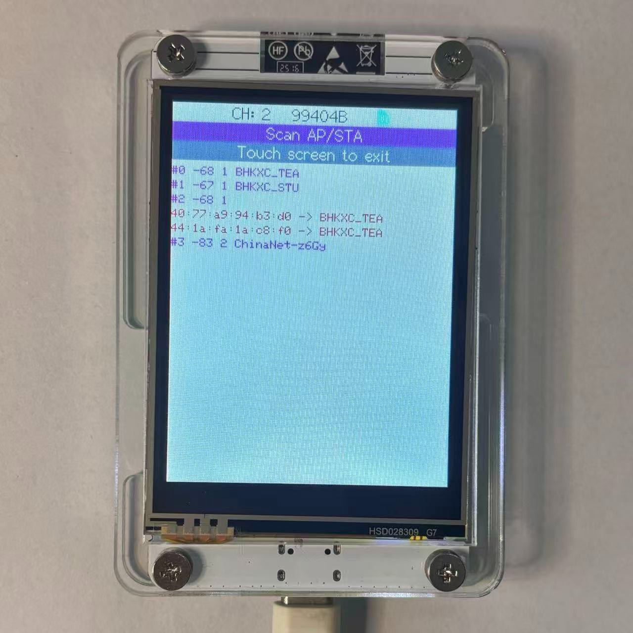 ESP32 Marauder WiFi BT Network Monitor 2.8" Touch Screen RSSI Data Readout