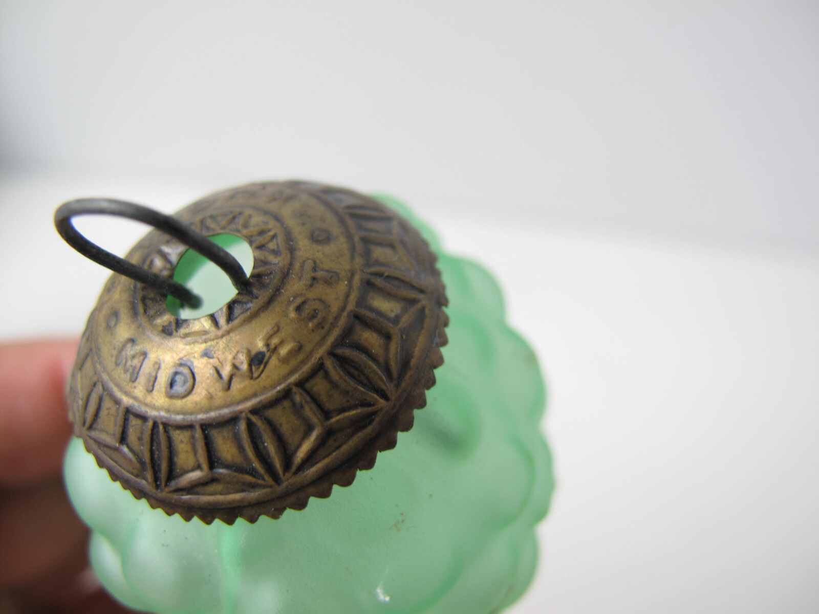 Vintage Kugel Midwest Christmas Ornament Green Glass Grape Long