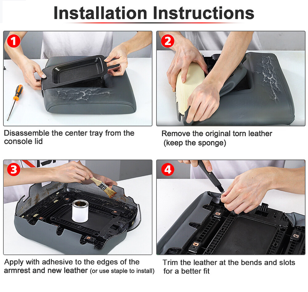 Fit 14-18 Silverado Sierra Jump Seat Console Armrest Lid Vinyl Cover Dark Gray