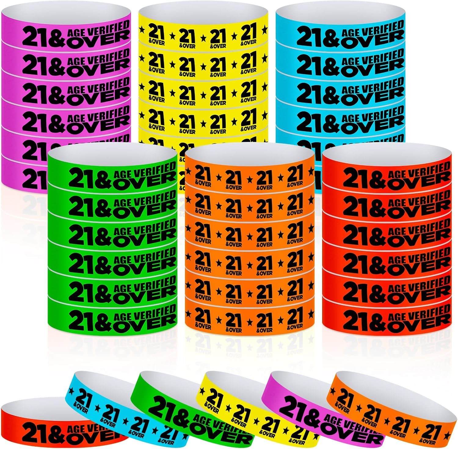 Teling 600 Pcs over 21 Wristbands Paper Event Wristbands Colored Bracelet Waterp
