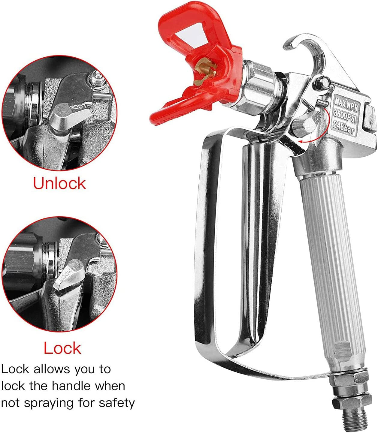 50ft Airless Paint Sprayer Hose Kit Spray Gun,1/4" Swivel Joint 3600psi w/517Tip