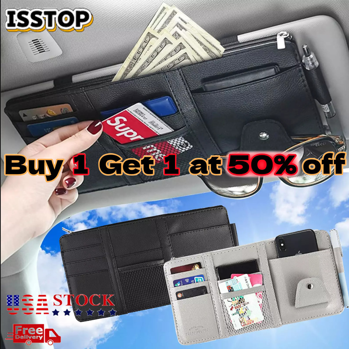 Car Sun Visor Pocket Organizer Personal Belonging Storage Pouch for Trucks Car