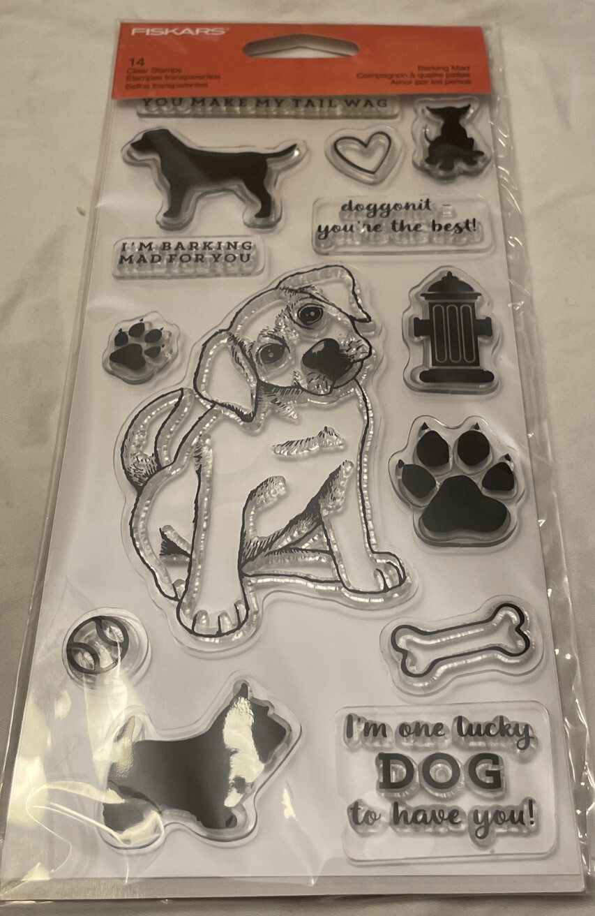 Dog Clear Acrylic Stamp Set by Fiskars Barking Mad NEW! 146910-1001