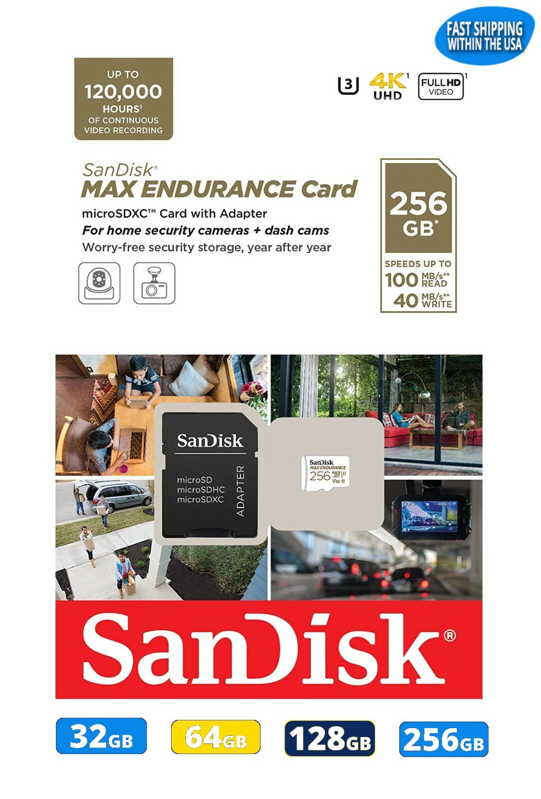 SanDisk Max Endurance Micro SD Memory Cards Security Cams Dash Cams & Cameras