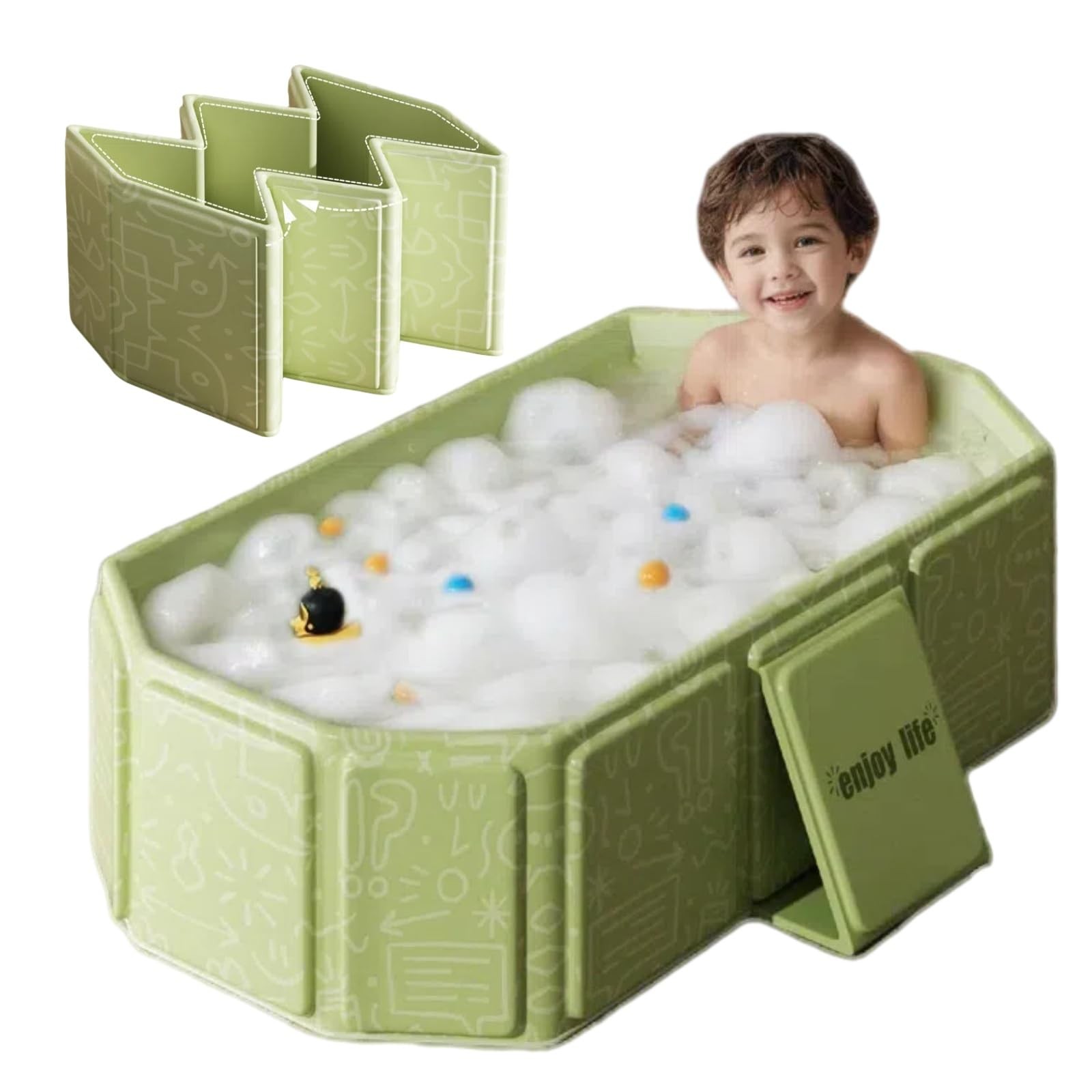 Collapsible Bathing Basin 29.5×17.7×9.8 in, Foldable Portable Tub with Drain ...