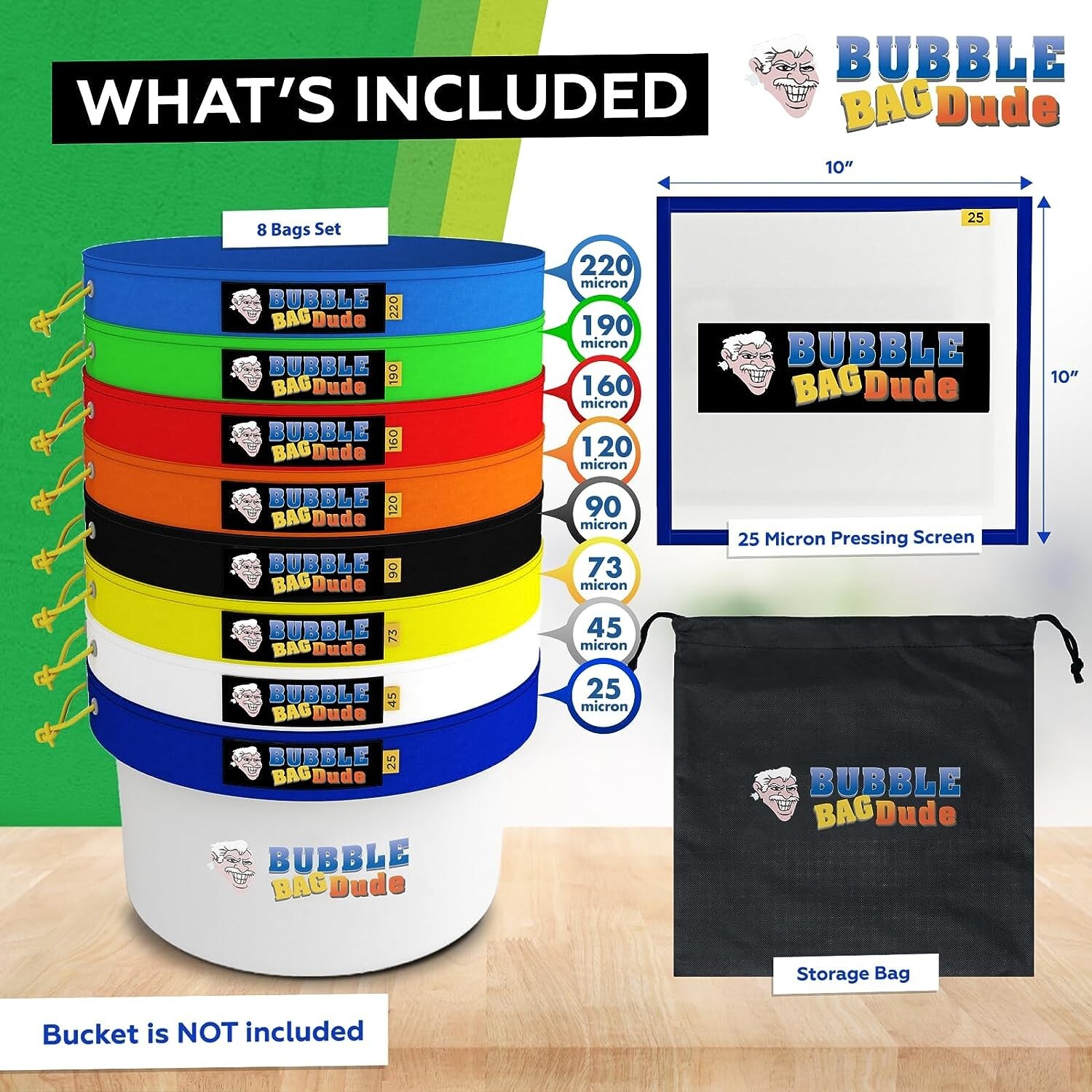 Bubble Bag BUBBLEBAGDUDE 20 GAL - 8 Bag Kit Bubble Hash Bags Herbal Extractor