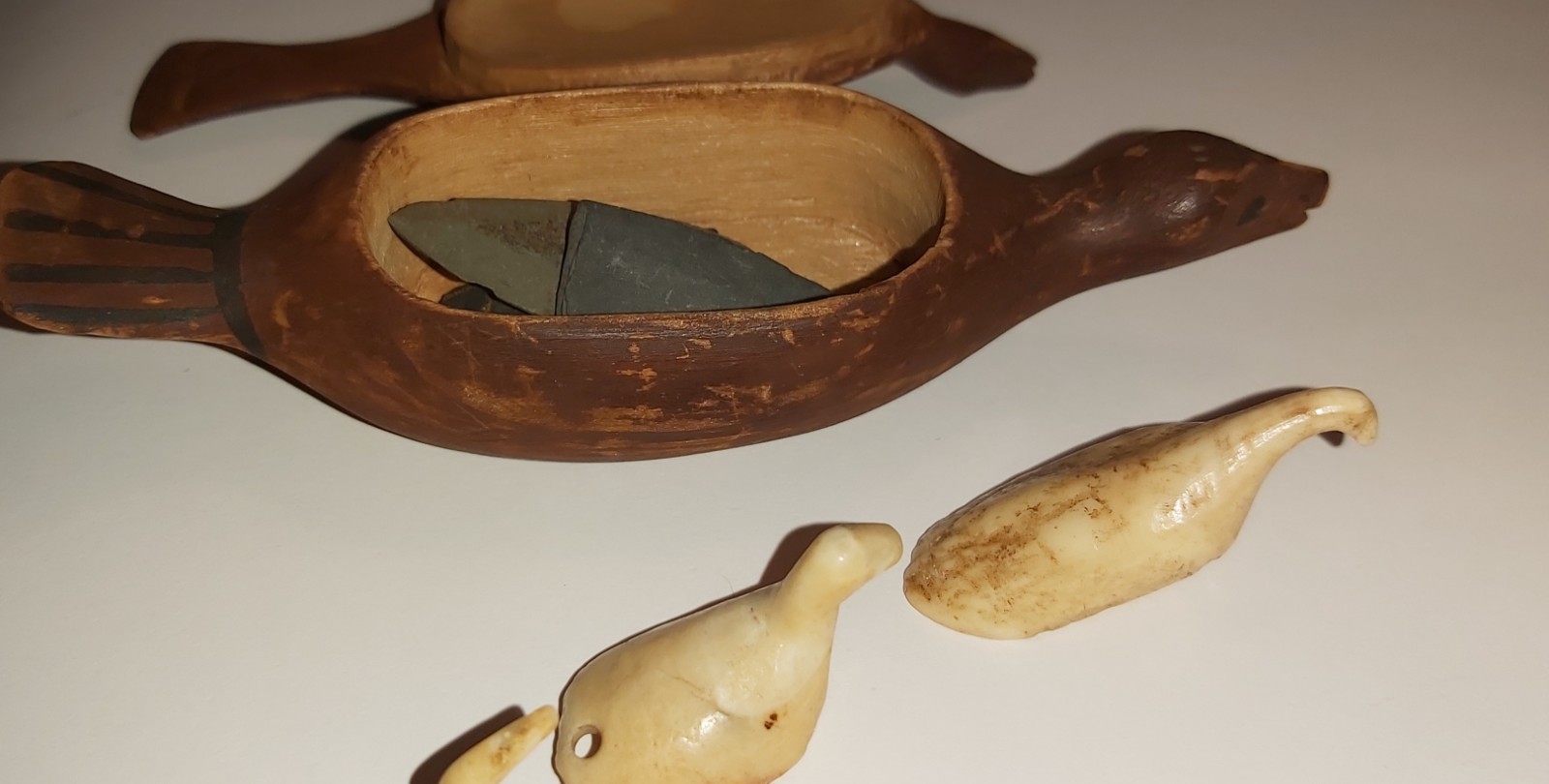 Alaska, Native Inuit, Box / Game Birds / Spear Points. 19th century.