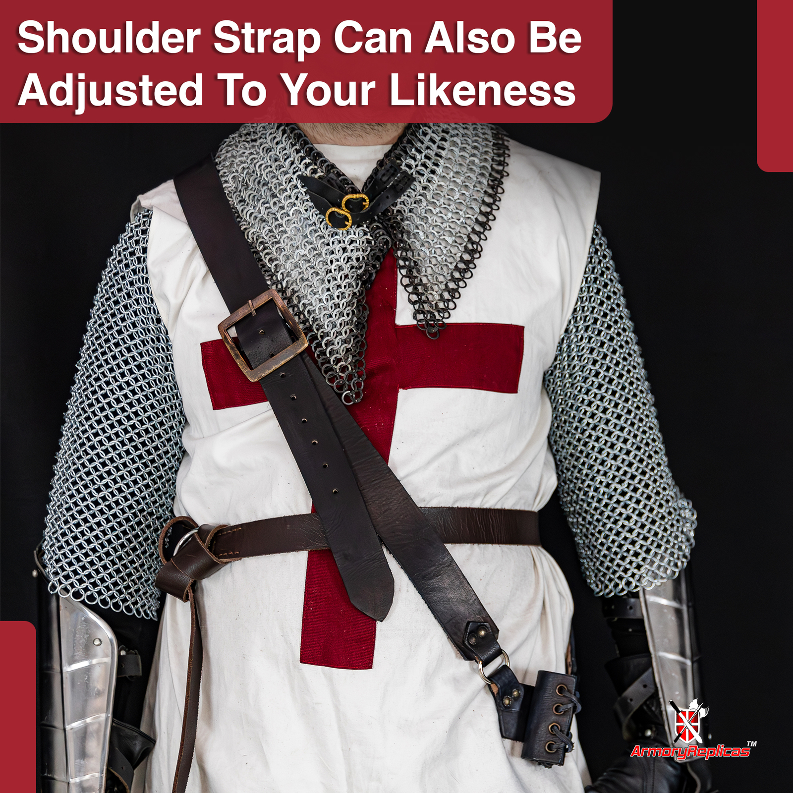 Genuine Leather Baldric Sword Holder Adjustable Belt for Renaissance Fairs& LARP