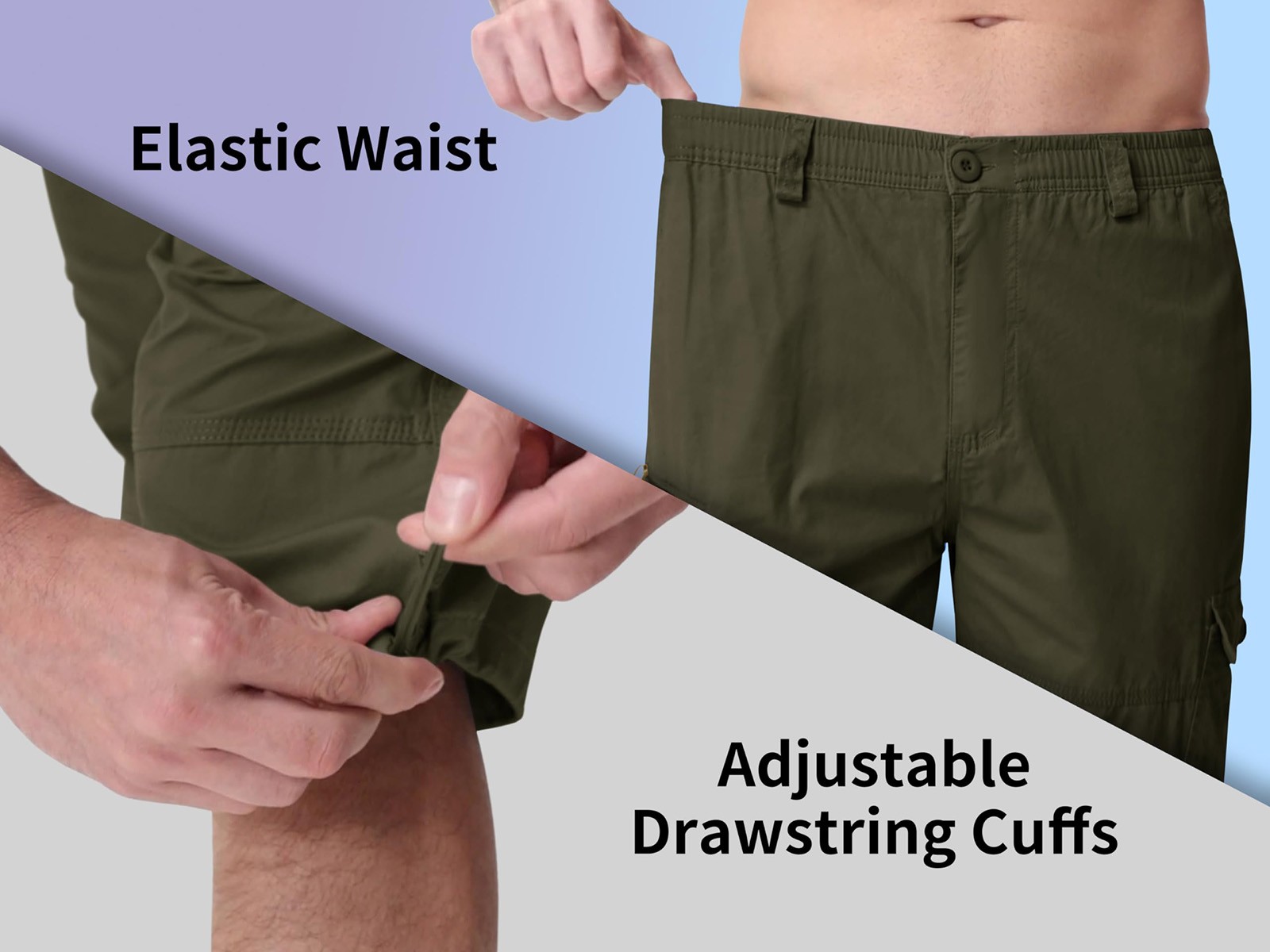 Men's Capri Shorts Long Cargo Shorts Below Knee Shorts 3/4 Cotton Casual Shorts