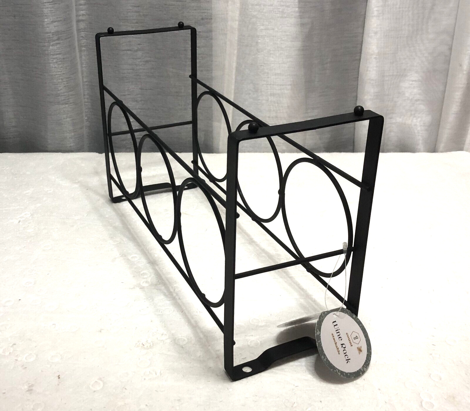 3 Bottle Countertop Wall Mount or Table Top Elegant Iron Wine Rack Black 7x12x4"