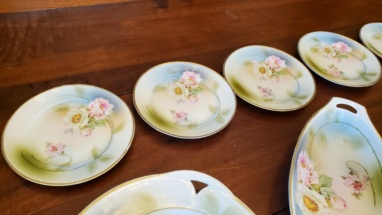 Antique Chocolate Set, Germany, Hand Painted W/Roses, Massive 34 Piece Set!