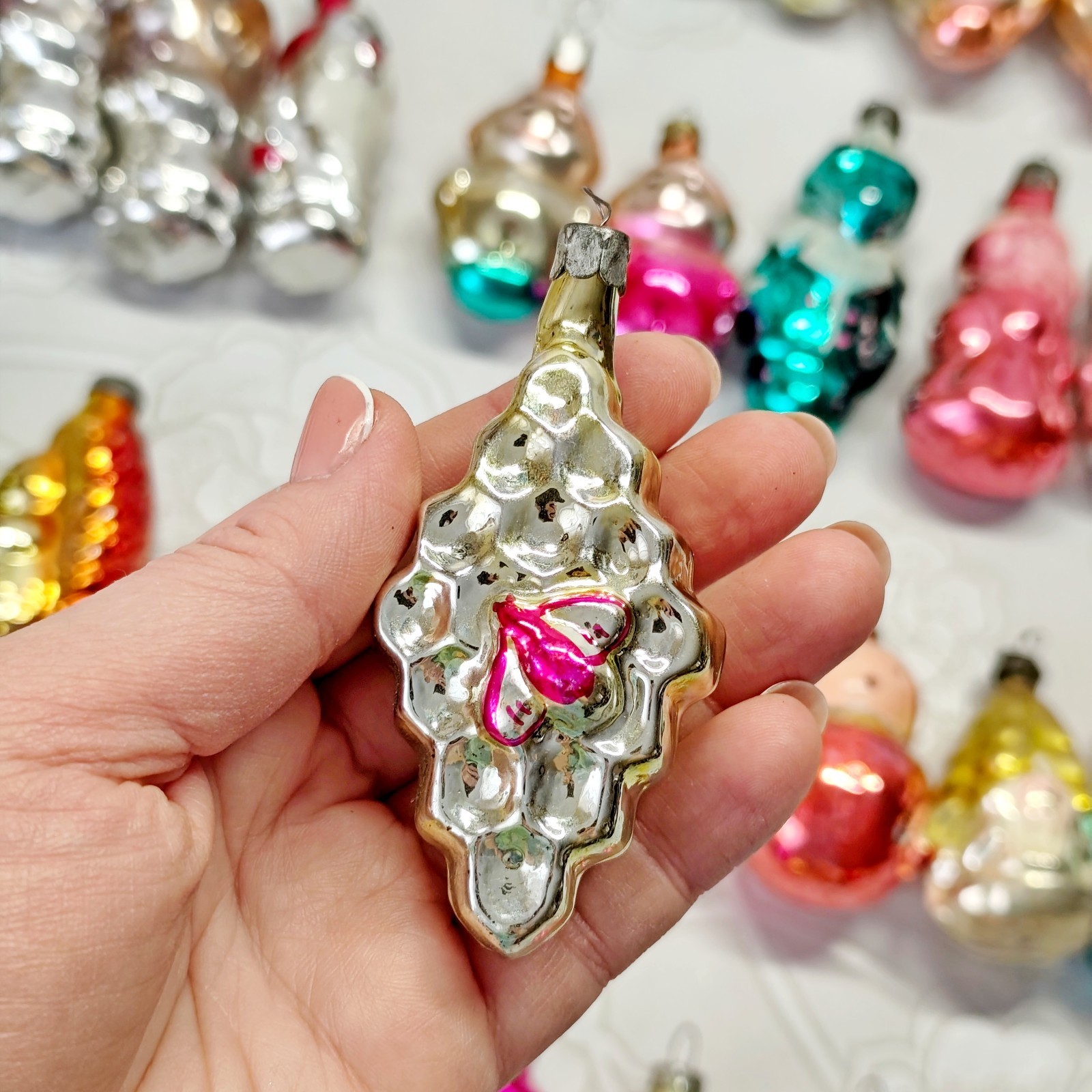 Vintage glass Christmas Ornament character animal decoration soviet USSR №728