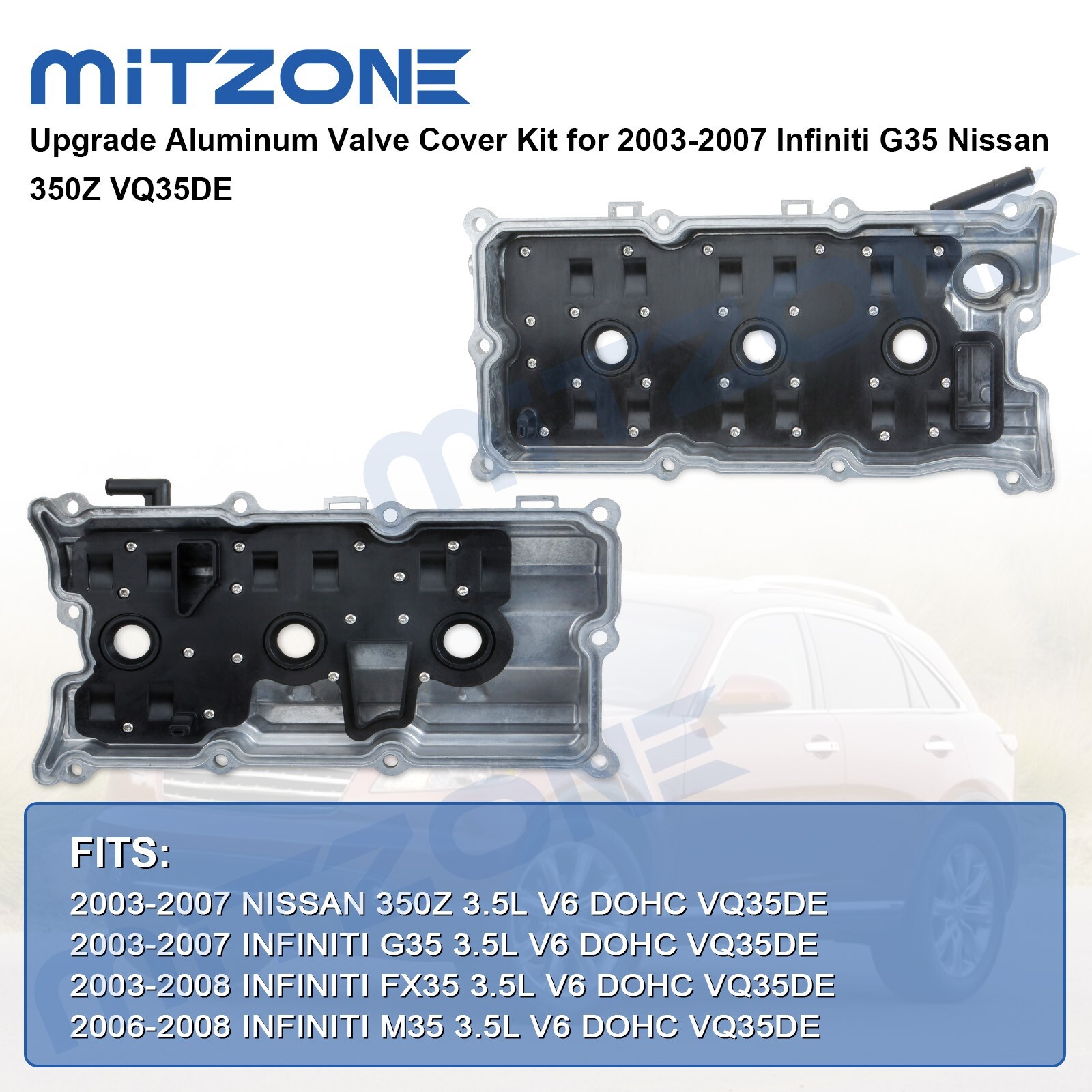 2x Upgrade Aluminum Valve Cover Kit for 2003-07 Infiniti G35 Nissan 350Z VQ35DE
